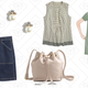Chevron Pendant Necklace, $20 | Button-Front Denim Skirt, $45 | Crystal and Pearl Stud Earrings, $11 | Printed Tuxedo Cami Top, $45 | Leather Bucket Bag with Tassels, $49 | Military Shirtdress, $65